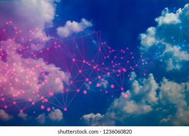 data connection with network sky cloud storage technology internet business concept background