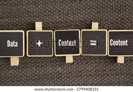 Data + Context = Content. foundational concept in information theory and data analytics, highlighting that raw facts and figures are useless without background