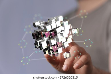 Data Cube Network Digital Technology Concept