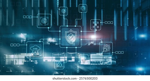 Data Cyber Security system Shield Protection Verification Icon.