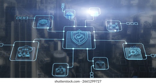 Data Cyber Security system Shield Protection Verification Icon.