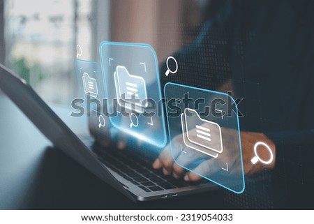 Data document content management system search and online file transfer download or doc sharing and database digital cloud drive storage service on computer network technology analytics concepts