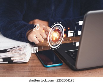 Data encryption. Log in to file access in the cloud computing system network. Online documentation database and digital file storage. Document management system (DMS). Document security concept