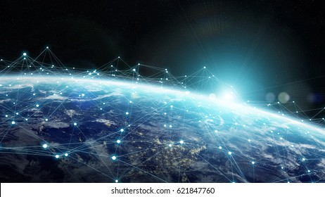 Data exchange and global network over the world 3D rendering elements of this image furnished by NASA