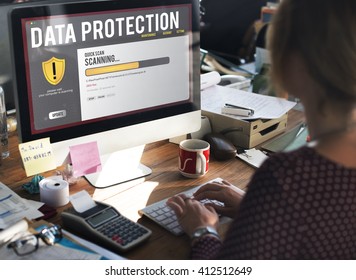 Data File Protection Firewall Malware Removal Concept