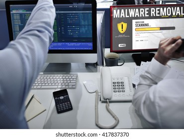 Data File Protection Firewall Malware Removal Concept