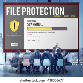 Data File Protection Firewall Malware Removal Concept