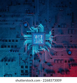 Data flow in a motherboard in pc. Processor among circuits and electronics. CPU - Powered by Shutterstock - Get 15% off with code: PIKWIZARD15