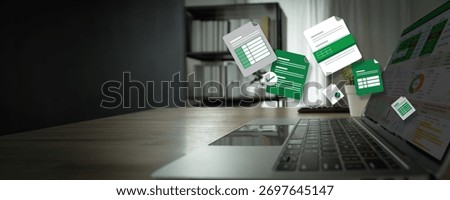 data and graphs in spreadsheet documents for online analysis Microsoft Excel project dashboard accounting digital financial documents