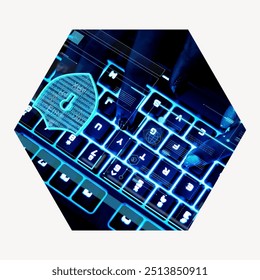 Data hacking hexagonal shaped badge