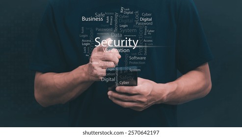 Data Information protection and encryption using network technology for security to prevent crime, hackers, and online attacks. Technology and information security in everyday life. Authentication.