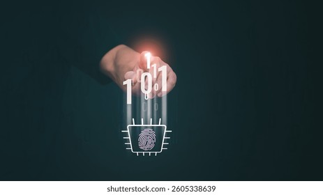Data Information protection and encryption using network technology for security to prevent crime, hackers, and online attacks. Technology and information security in everyday life. Authentication.