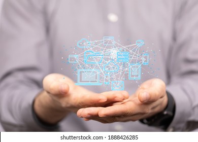 data Internet infrastructure concept. Abstract technology background. 3D rendering.