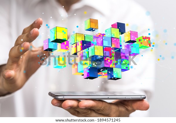 data Internet infrastructure concept. Abstract\
technology background. 3D\
rendering.