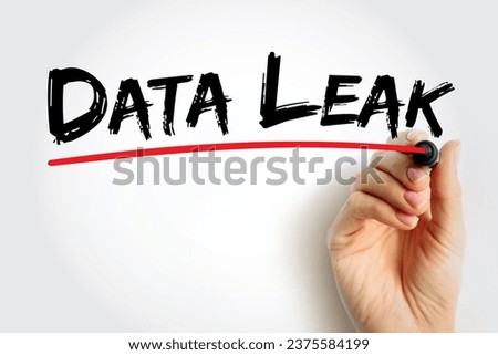 Data Leak - release of sensitive, confidential or protected data to an untrusted environment, text concept background