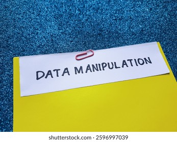Data manipulation writting on blue background.