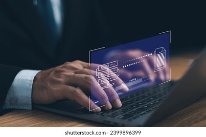 Data migration file transfer, digital network and share document on internet cloud server, Data Sync concept, Transfer file, Backup data, Exchange of file on folder, transfer data to server service.