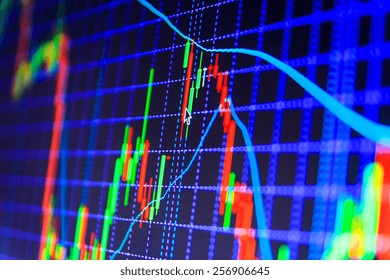 Data on live computer screen. Display of quotes pricing graph visualization. Stock market graph and bar chart price display. Abstract financial background trade colorful MORE SIMILAR IN MY GALLERY - Powered by Shutterstock