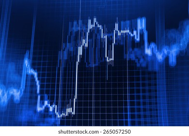 Data on live computer screen. Display of quotes pricing graph visualization. Stock market graph and bar chart price display. Abstract financial background trade colorful 