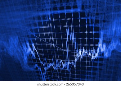 Data on live computer screen. Display of quotes pricing graph visualization. Stock market graph and bar chart price display. Abstract financial background trade colorful 