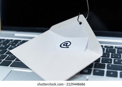 Data Phishing. Data In An Envelope On A Fish Hook.