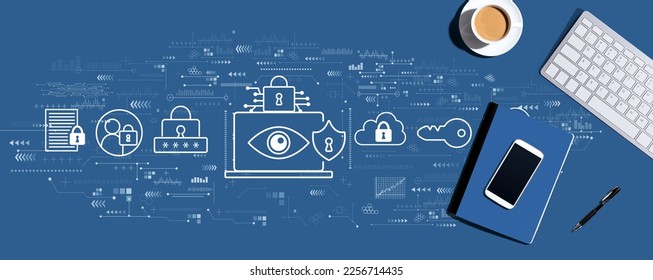 Data Privacy concept with a computer keyboard and office items