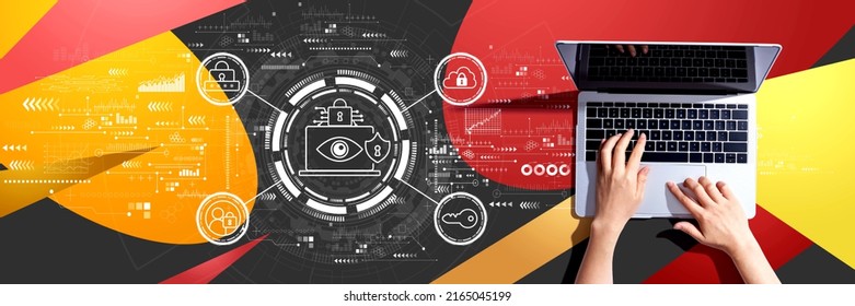 Data Privacy concept with person using a laptop computer