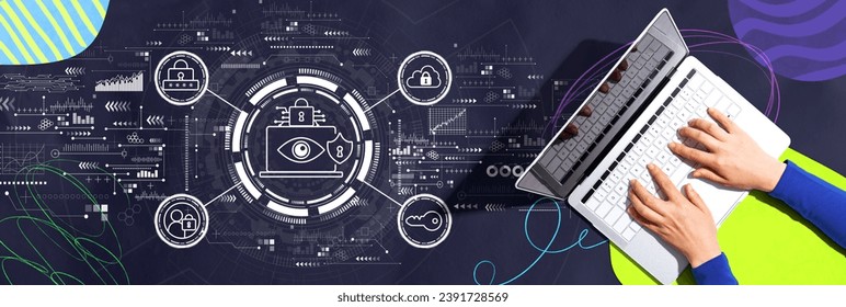 Data Privacy concept with person using a laptop computer