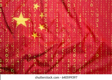 Datenschutz, Binärcode mit China-Flagge