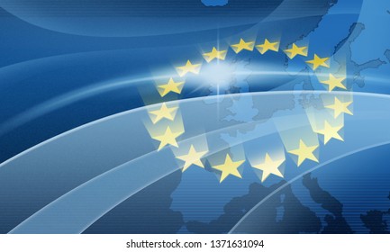 Data protection, binary code with European Union flag