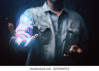 Data protection concept The future technological security crisis that uses AI to develop database systems in 2023.
