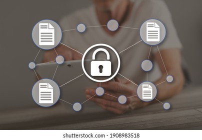 Data protection concept illustrated by a picture on background