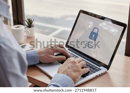 data protection concept, user typing password, internet security or cybersecurity
