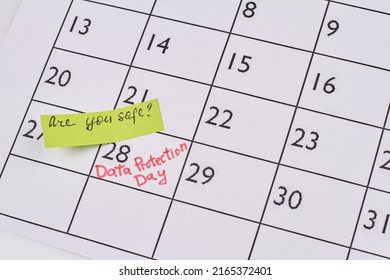 Data Protection Day And Are You Safe Question. Marked 28 Number In The Calendar.