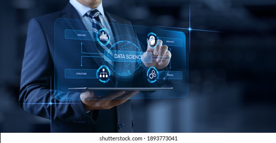 Data Science Analytics Concept Businessman Pressing Stock Photo ...