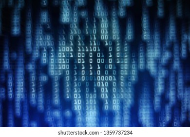 data science binary code. big data analysis. information flowing in matrix columns. one and zero code made of one and zero number text trailing with bokeh light. picture of computer monitor display.