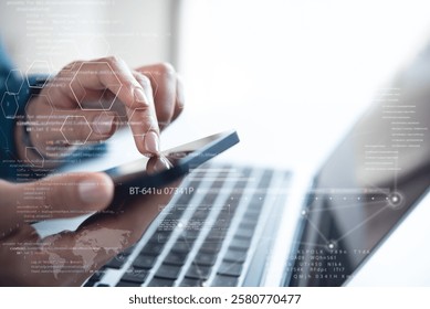 Data Science and engineering, digital technology. Software engineer working with database and big data analytics, cloud computing with AI and data exchange, software development technology