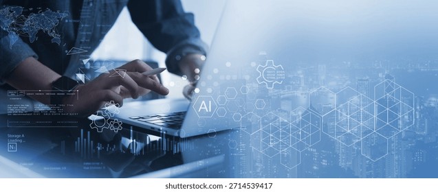 Data Science and engineering, digital technology, tech background. Software engineer working with database and big data analytics, blockchain with AI and data exchange, innovation technology