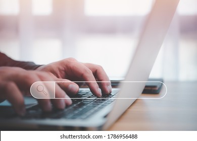 Data Search Technology Search Engine Optimization. man's hands are using a computer notebook to Searching for information.Using Search Console with your website. - Shutterstock ID 1786956488