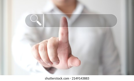 Data Search Technology Search Engine Optimization. man's hands are using a computer keyboard to Searching for information. Using Search Console with your website.