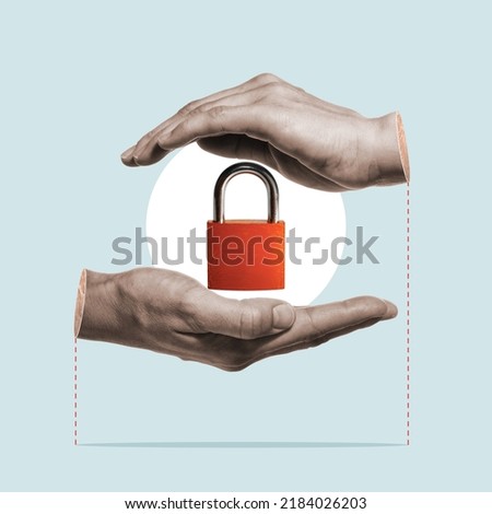 The data is securely protected. Art collage.