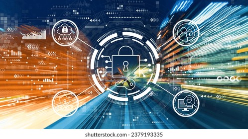 Data Security concept with abstract high speed technology motion blur