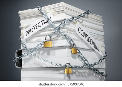 Data security. Protected documents. Confidential information.
Locked pile of documents and folder. Gray background.
 - Powered by Shutterstock