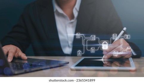 Data Security Protection, the importance of data security. A digital lock and shield protection for information, privacy and safety, Cybersecurity Concept. a padlock representing digital security.