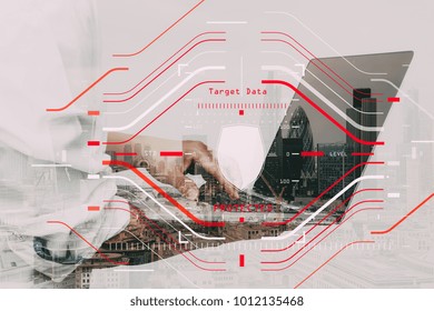 Data Security system Shield Protection Verification concept with computer halogram scanning on data of business and all technology