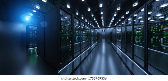 Data Server Rack Center. Backup Cloud Service