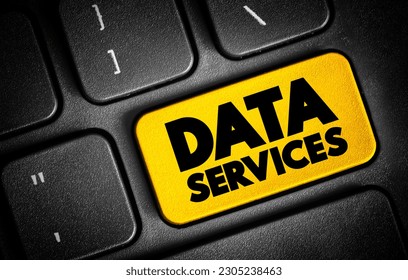 Data Services refers to a range of services that involve the management, processing, storage, and analysis of data, text button on keyboard