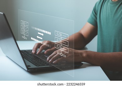 Data transfer concept. FTP(File Transfer Protocol). Transfer data to a server or hosting service. File sharing isometric.