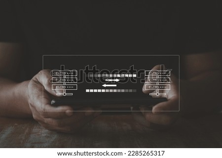 Data transfer concept. FTP(File Transfer Protocol). Transfer data to a server or hosting service. File sharing isometric.