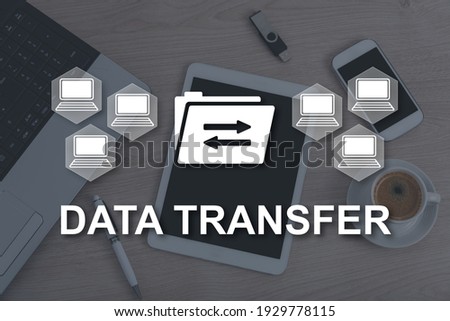 Data transfer concept illustrated by a picture on background